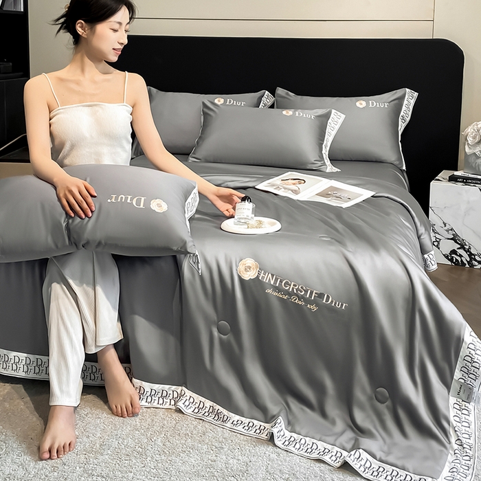 91家纺网 家纺一手货源 找家纺 （总）露梦家纺 2026新款安迪水洗真丝夏被四件套