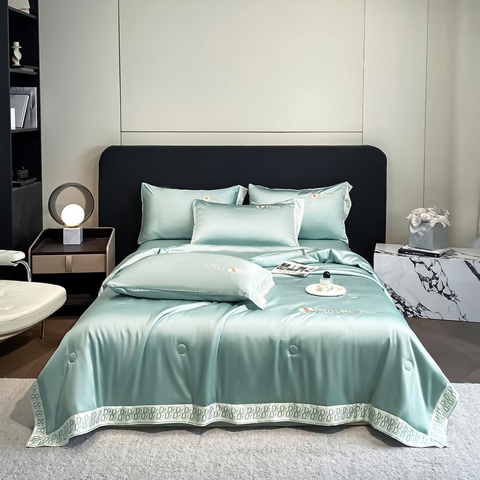 91家纺网 家纺一手货源 找家纺 露梦家纺 2026新款安迪水洗真丝夏被四件套 安迪-海盐绿