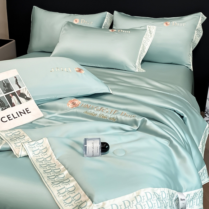 91家纺网 家纺一手货源 找家纺 露梦家纺 2026新款安迪水洗真丝夏被四件套 安迪-海盐绿