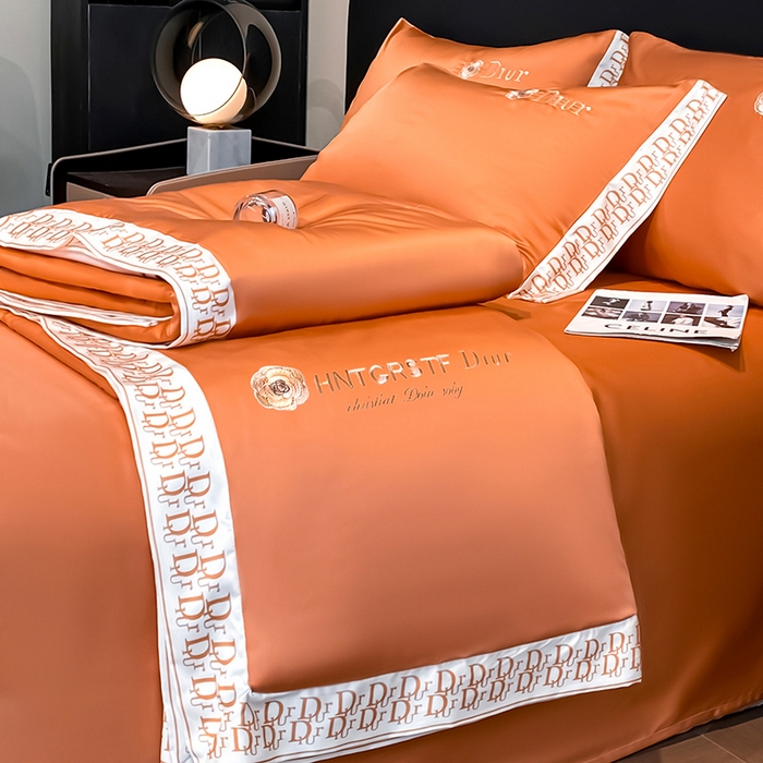 91家纺网 家纺一手货源 找家纺 露梦家纺 2026新款安迪水洗真丝夏被四件套 安迪-玛仕橘