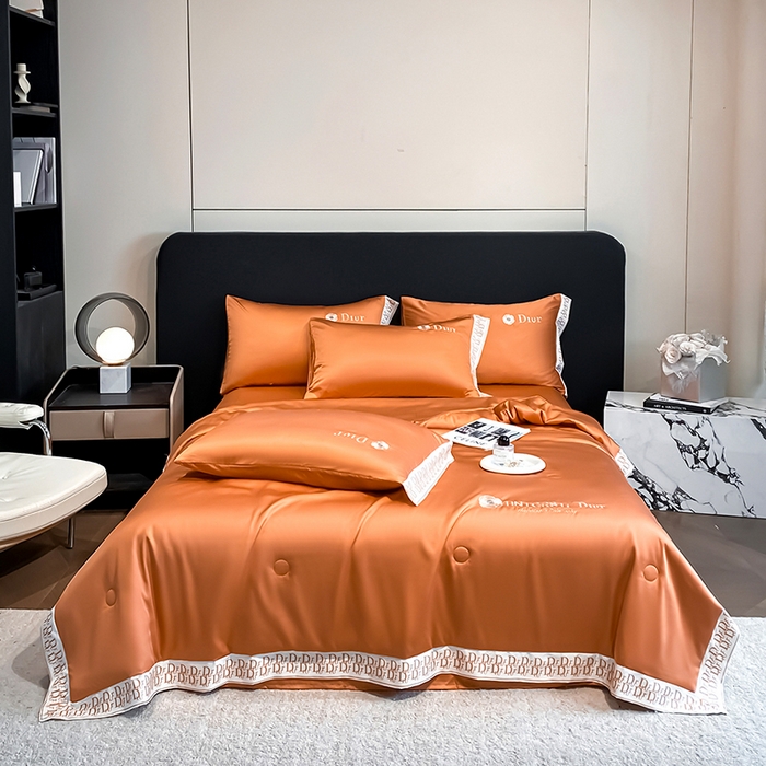 91家纺网 家纺一手货源 找家纺 露梦家纺 2026新款安迪水洗真丝夏被四件套 安迪-玛仕橘