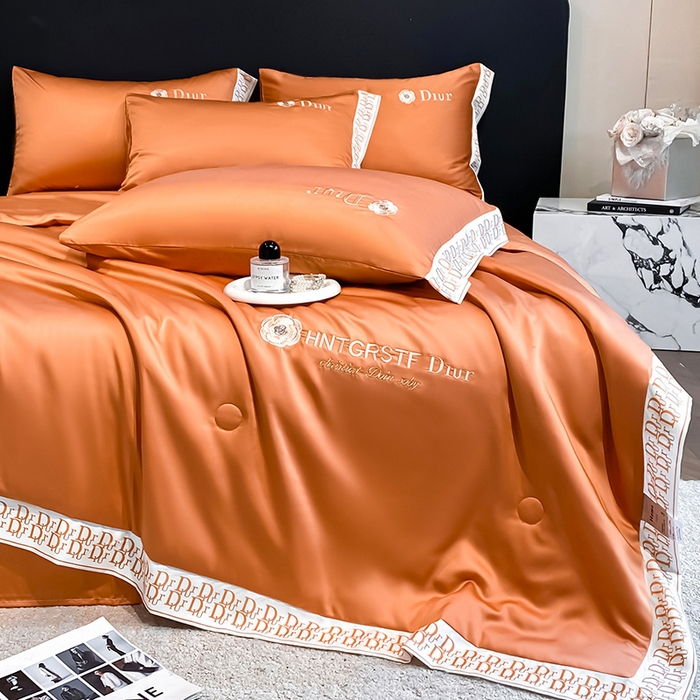 91家纺网 家纺一手货源 找家纺 露梦家纺 2026新款安迪水洗真丝夏被四件套 安迪-玛仕橘