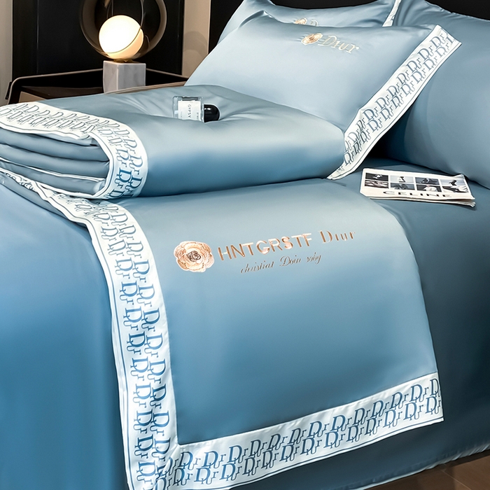 91家纺网 家纺一手货源 找家纺 露梦家纺 2026新款安迪水洗真丝夏被四件套 安迪-摩卡蓝