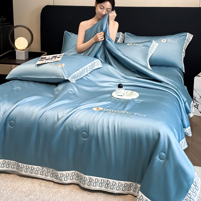 91家纺网 家纺一手货源 找家纺 露梦家纺 2026新款安迪水洗真丝夏被四件套 安迪-摩卡蓝