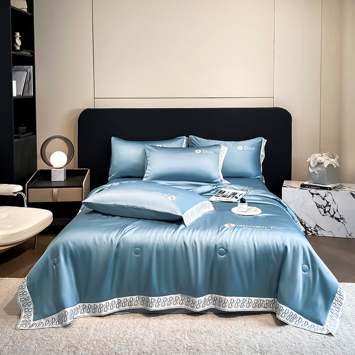 91家纺网 家纺一手货源 找家纺 露梦家纺 2026新款安迪水洗真丝夏被四件套 安迪-摩卡蓝