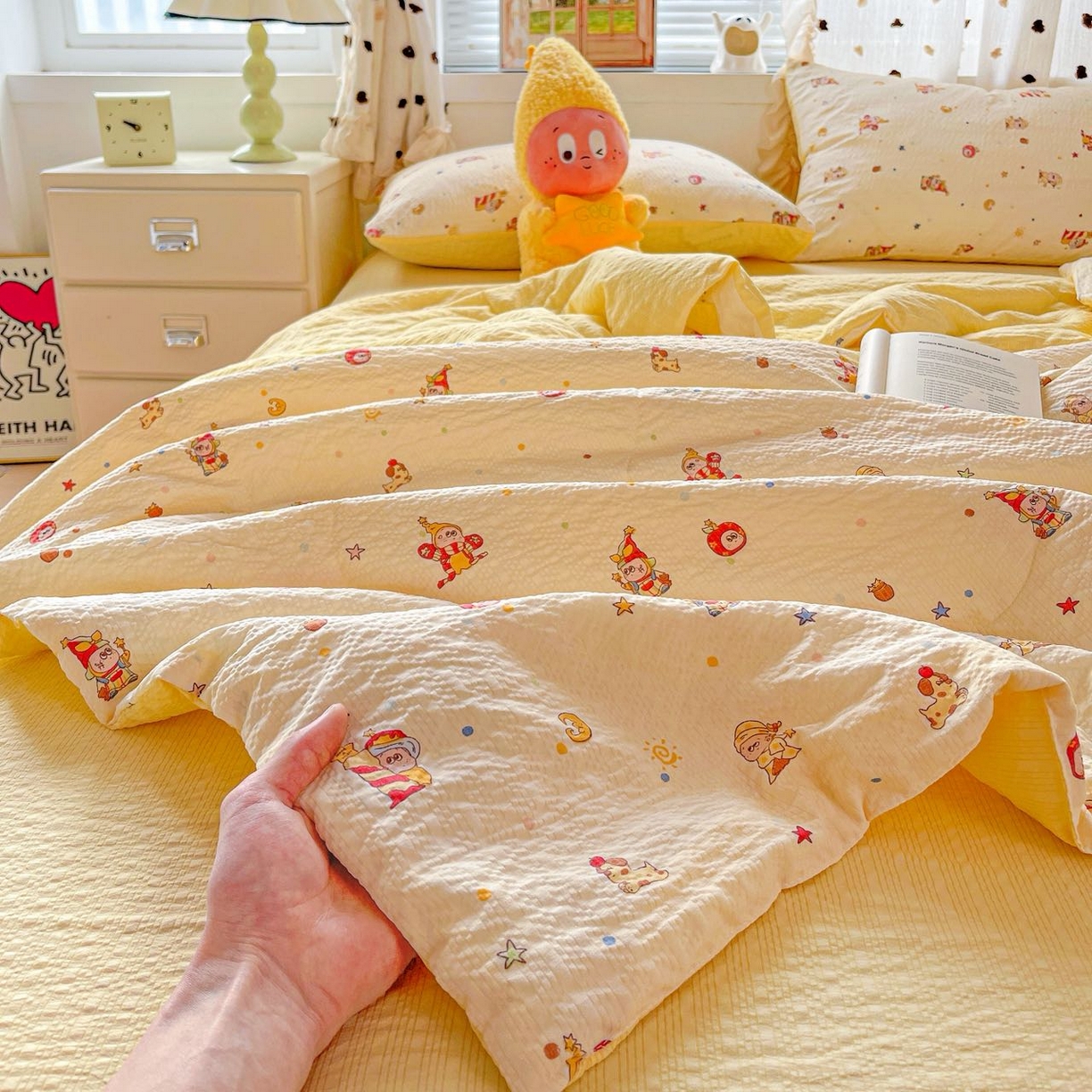 91家纺网 家纺一手货源 找家纺 （总）梦莱斯 2026新款小清新印花水洗夏被四件套-简单款