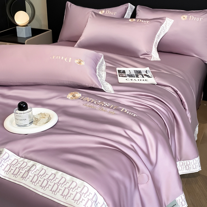 91家纺网 家纺一手货源 找家纺 露梦家纺 2026新款安迪水洗真丝夏被四件套 安迪-香芋紫