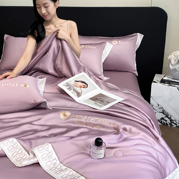 91家纺网 家纺一手货源 找家纺 露梦家纺 2026新款安迪水洗真丝夏被四件套 安迪-香芋紫