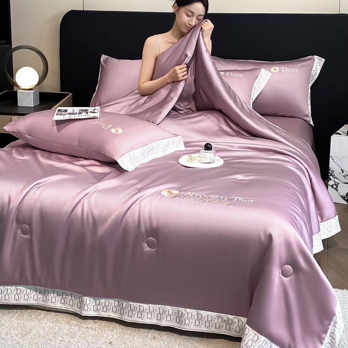 91家纺网 家纺一手货源 找家纺 露梦家纺 2026新款安迪水洗真丝夏被四件套 安迪-香芋紫