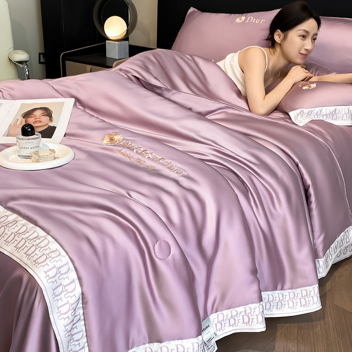 91家纺网 家纺一手货源 找家纺 露梦家纺 2026新款安迪水洗真丝夏被四件套 安迪-香芋紫