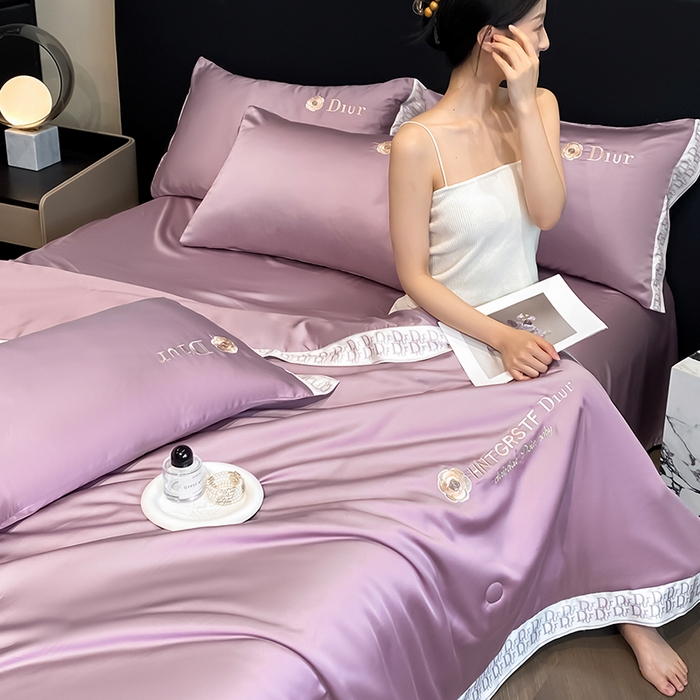 91家纺网 家纺一手货源 找家纺 露梦家纺 2026新款安迪水洗真丝夏被四件套 安迪-香芋紫