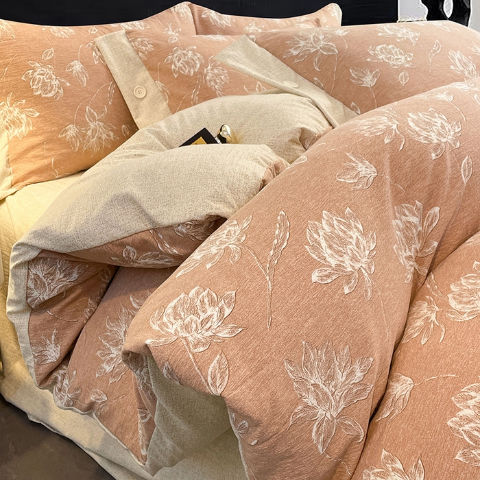 91家纺网 家纺一手货源 找家纺 圣比熊 2026春夏新款A类原麻纽扣四件套加厚被套床单宿舍双人床仿亚麻套件-最新款 映山客