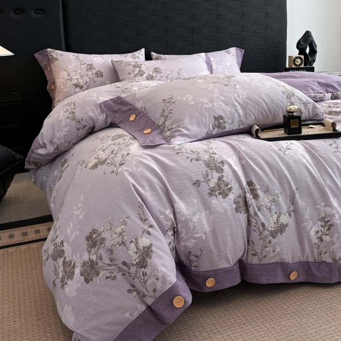 圣比熊 2026春夏新款A类原麻纽扣四件套加厚被套床单宿舍双人床仿亚麻套件-最新款 春风序