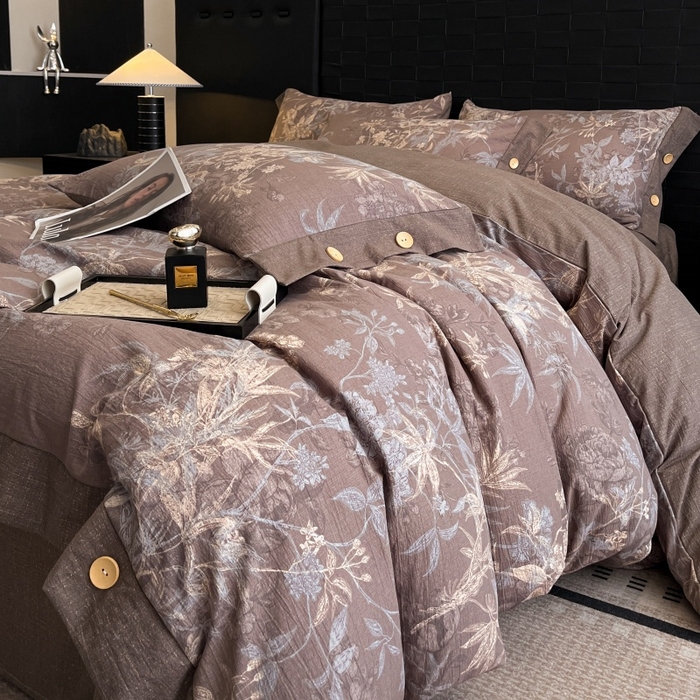 91家纺网 家纺一手货源 找家纺 圣比熊 2026春夏新款A类原麻纽扣四件套加厚被套床单宿舍双人床仿亚麻套件-最新款 金枝玉叶