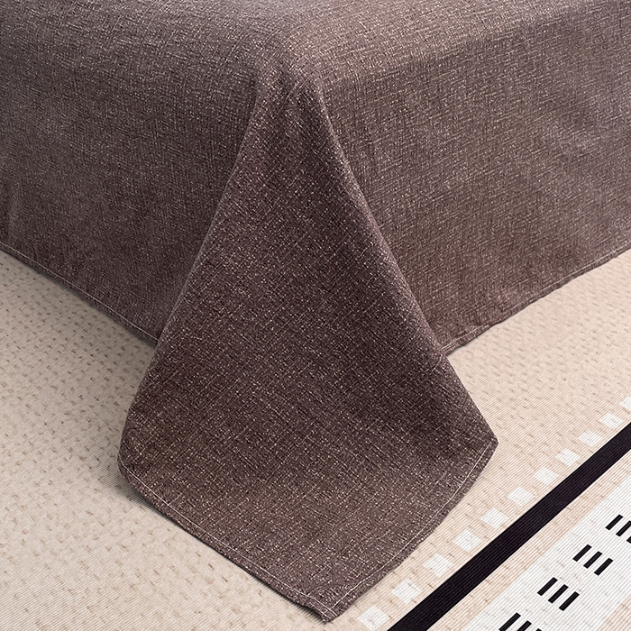 91家纺网 家纺一手货源 找家纺 圣比熊 2026春夏新款A类原麻纽扣四件套加厚被套床单宿舍双人床仿亚麻套件-最新款 锦花