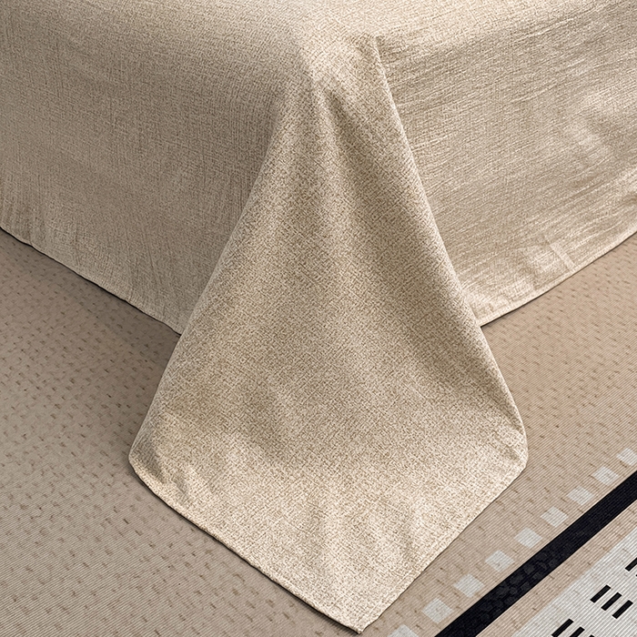 91家纺网 家纺一手货源 找家纺 圣比熊 2026春夏新款A类原麻纽扣四件套加厚被套床单宿舍双人床仿亚麻套件-最新款 清风花叙