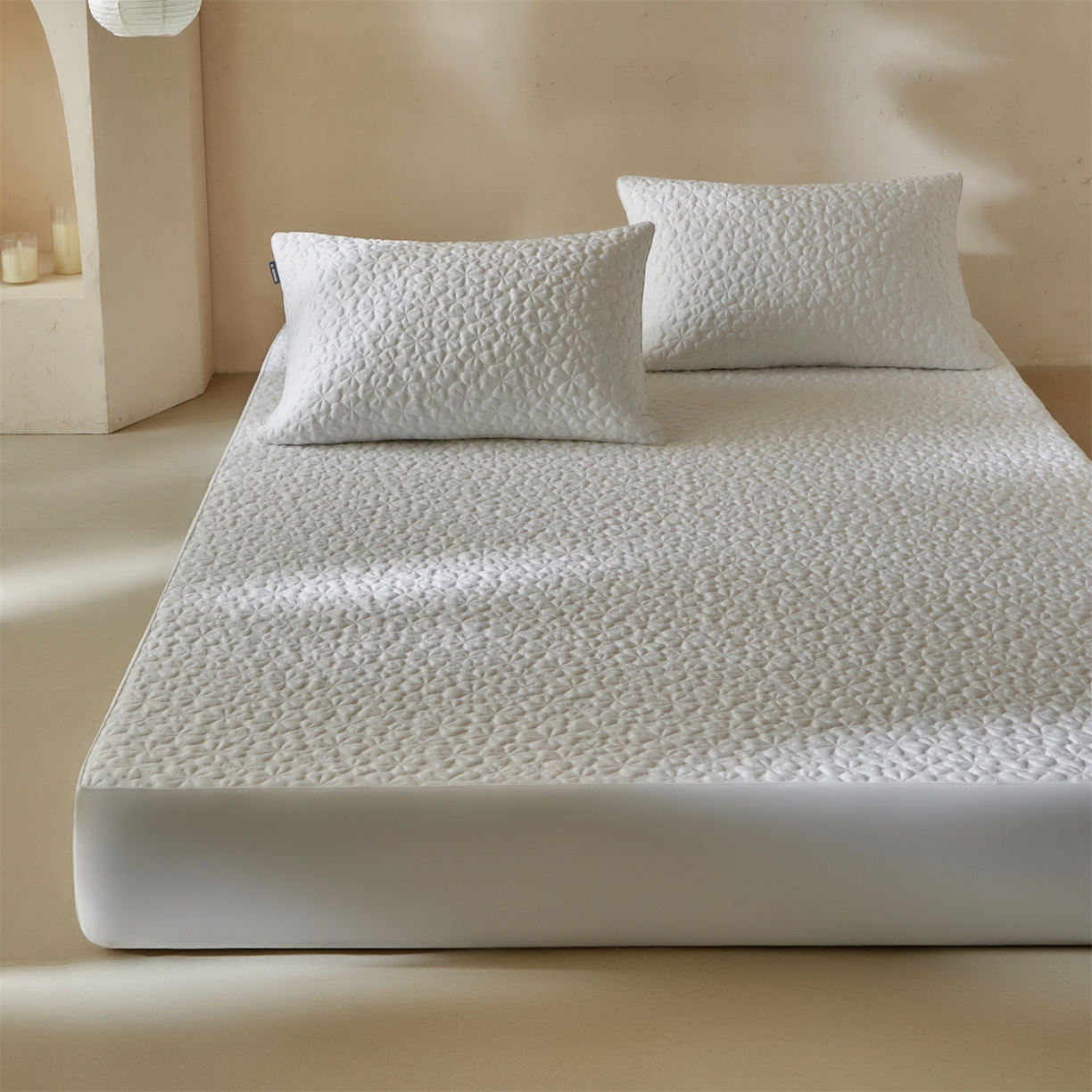 91家纺网 家纺一手货源 找家纺 傲蕾良品  2026新款出口韩国高分子冰丝软凉席【床笠&平铺款】 花间集