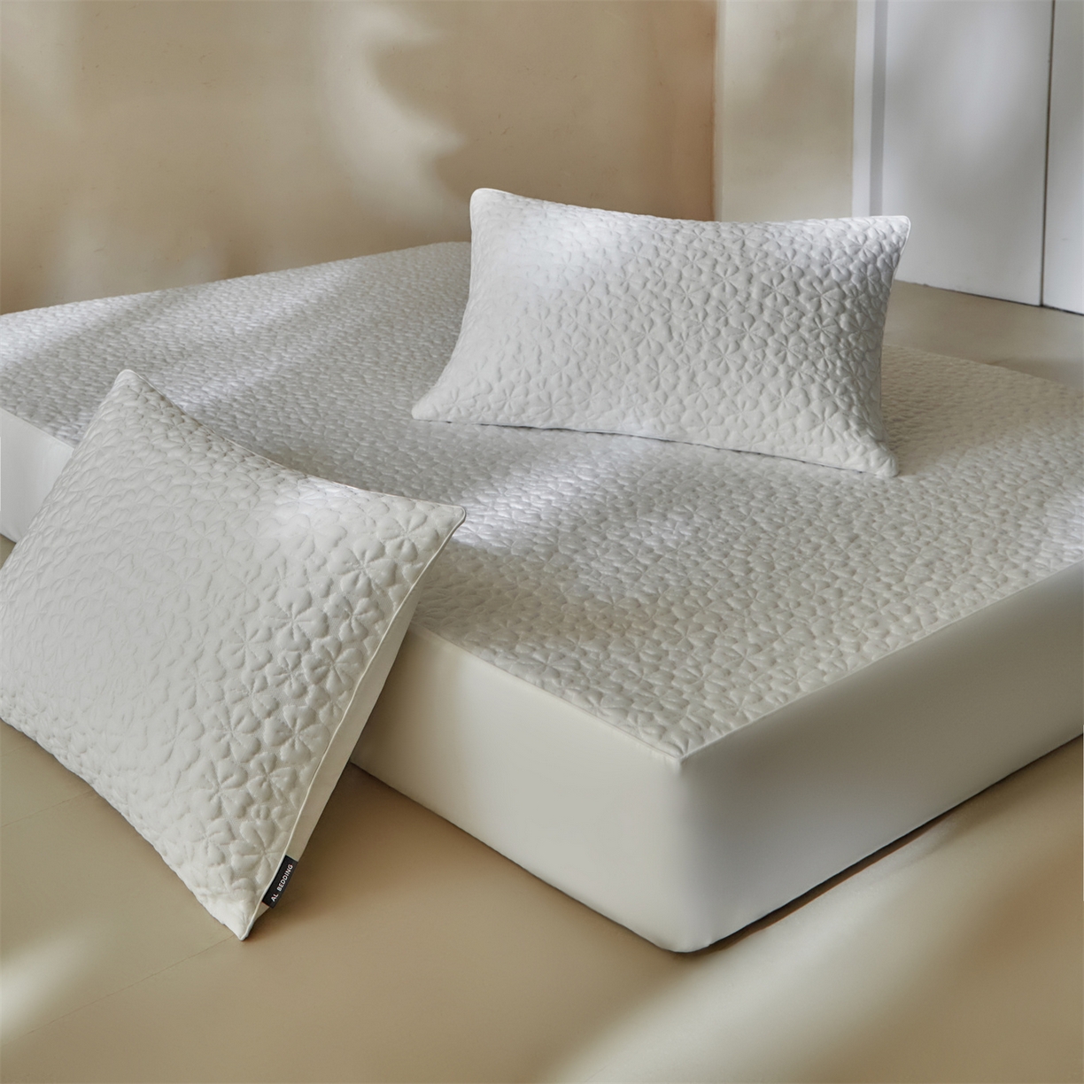 91家纺网 家纺一手货源 找家纺 傲蕾良品  2026新款出口韩国高分子冰丝软凉席【床笠&平铺款】 花间集