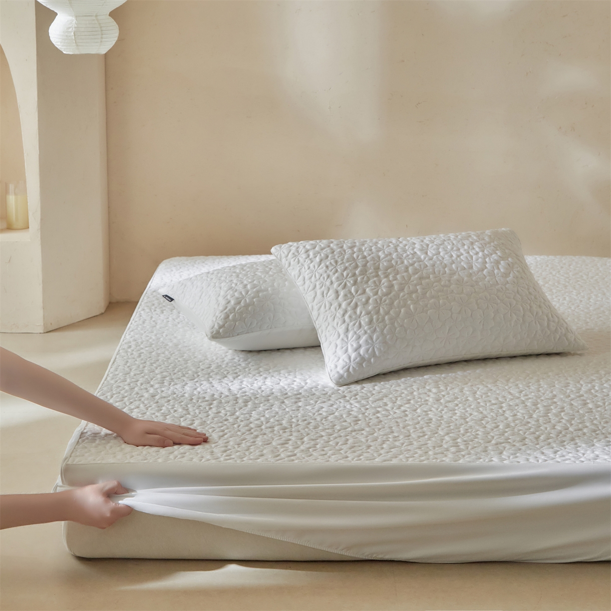 91家纺网 家纺一手货源 找家纺 傲蕾良品  2026新款出口韩国高分子冰丝软凉席【床笠&平铺款】 花间集