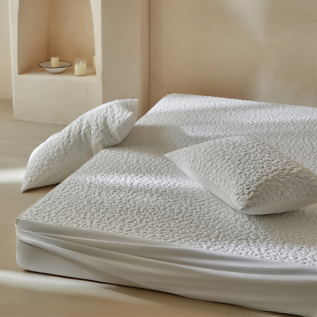 91家纺网 家纺一手货源 找家纺 傲蕾良品  2026新款出口韩国高分子冰丝软凉席【床笠&平铺款】 花间集