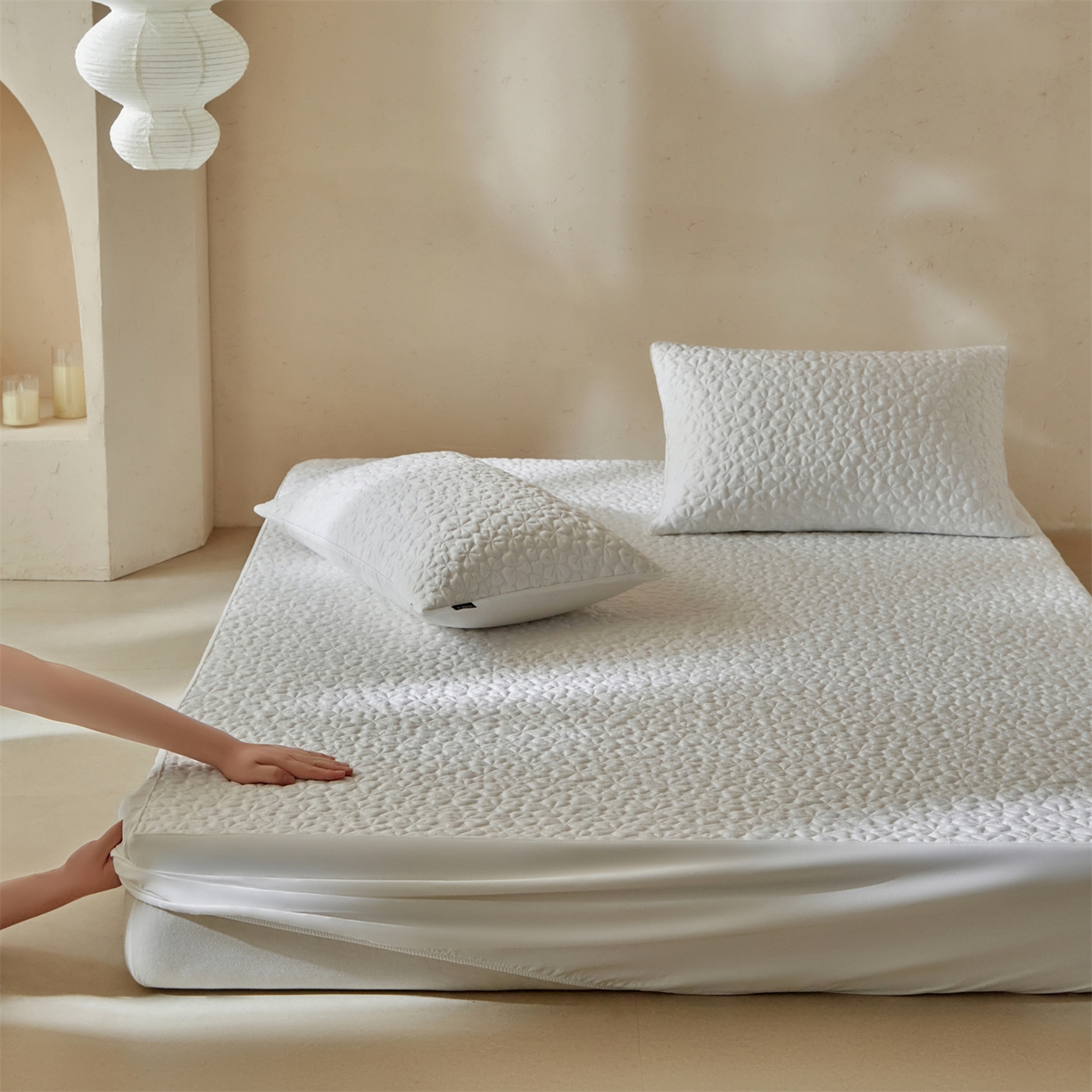 91家纺网 家纺一手货源 找家纺 傲蕾良品  2026新款出口韩国高分子冰丝软凉席【床笠&平铺款】 花间集