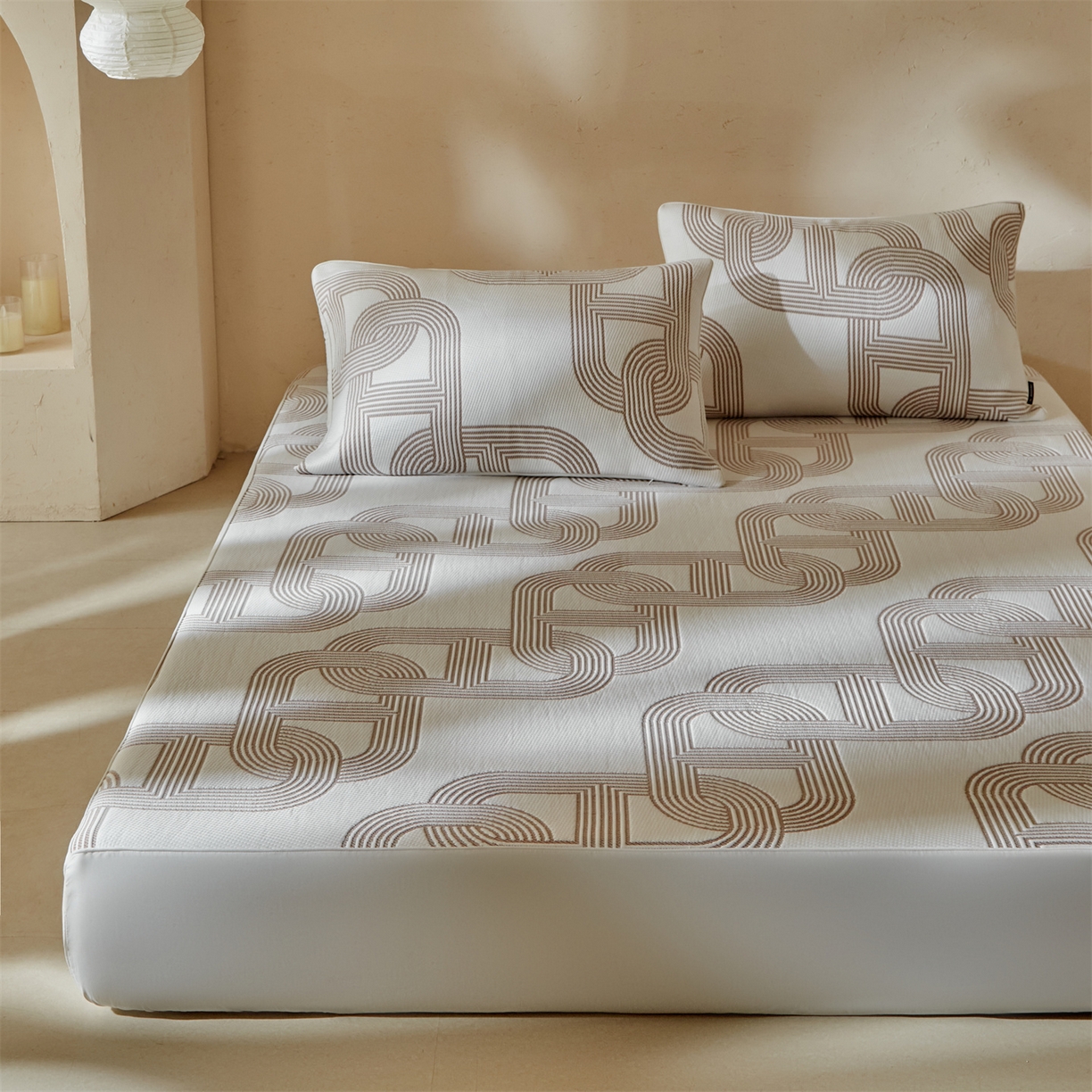 91家纺网 家纺一手货源 找家纺 傲蕾良品  2026新款出口韩国高分子冰丝软凉席【床笠&平铺款】 猪鼻子