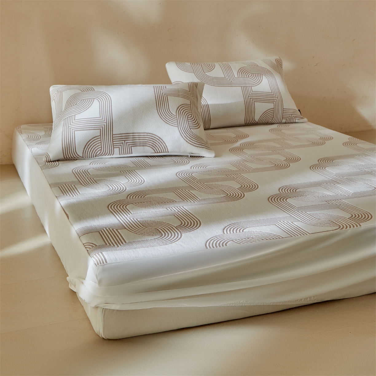 91家纺网 家纺一手货源 找家纺 傲蕾良品  2026新款出口韩国高分子冰丝软凉席【床笠&平铺款】 猪鼻子