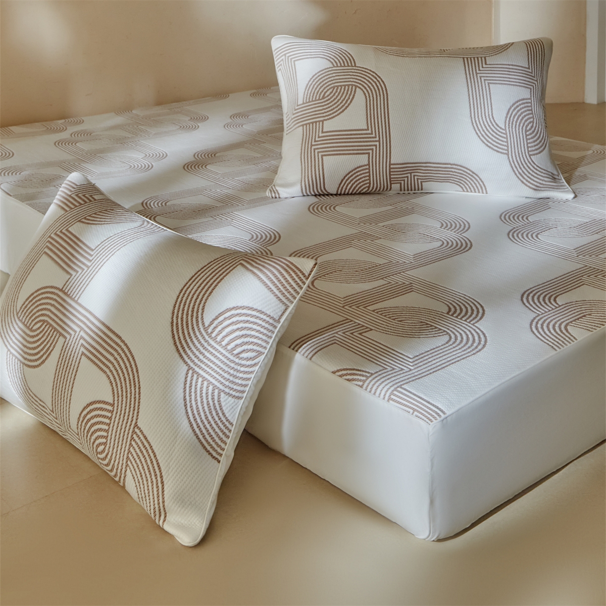 91家纺网 家纺一手货源 找家纺 傲蕾良品  2026新款出口韩国高分子冰丝软凉席【床笠&平铺款】 猪鼻子