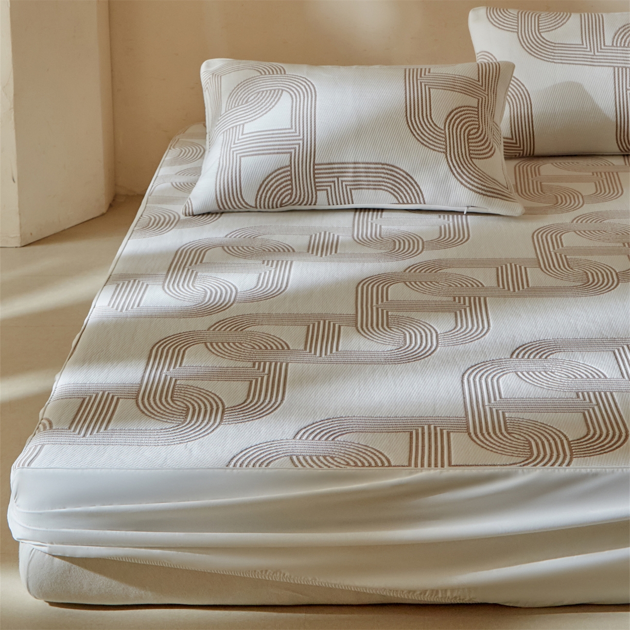 91家纺网 家纺一手货源 找家纺 傲蕾良品  2026新款出口韩国高分子冰丝软凉席【床笠&平铺款】 猪鼻子