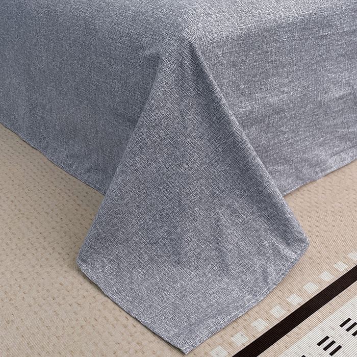 91家纺网 家纺一手货源 找家纺 圣比熊 2026春夏新款A类原麻纽扣四件套加厚被套床单宿舍双人床仿亚麻套件-最新款 叶影