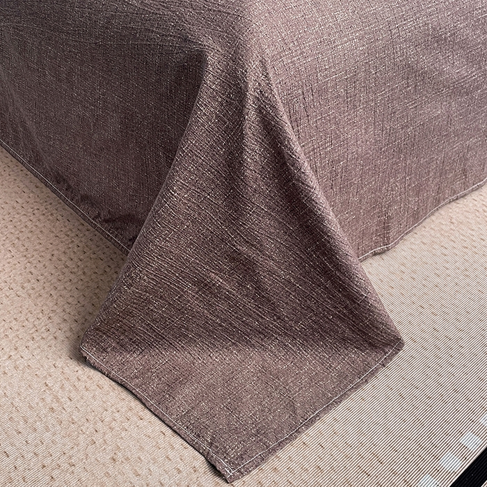 91家纺网 家纺一手货源 找家纺 圣比熊 2026春夏新款A类原麻纽扣四件套加厚被套床单宿舍双人床仿亚麻套件-最新款 忆秋风