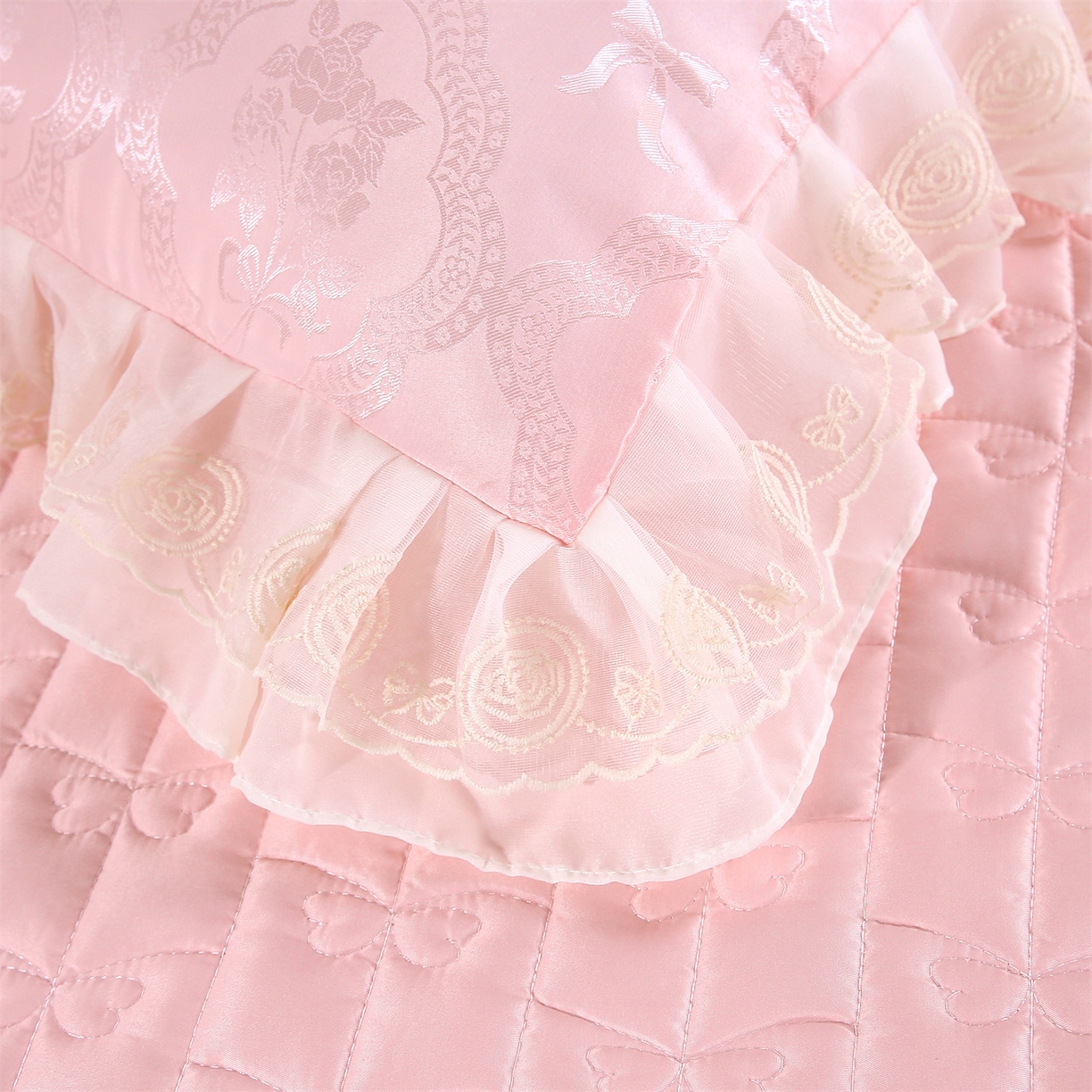 91家纺网 家纺一手货源 找家纺 （总）提花大世界 2026新款轻奢法式蕾丝花边款丝滑水洗真丝天丝提花床单床笠床盖四件套