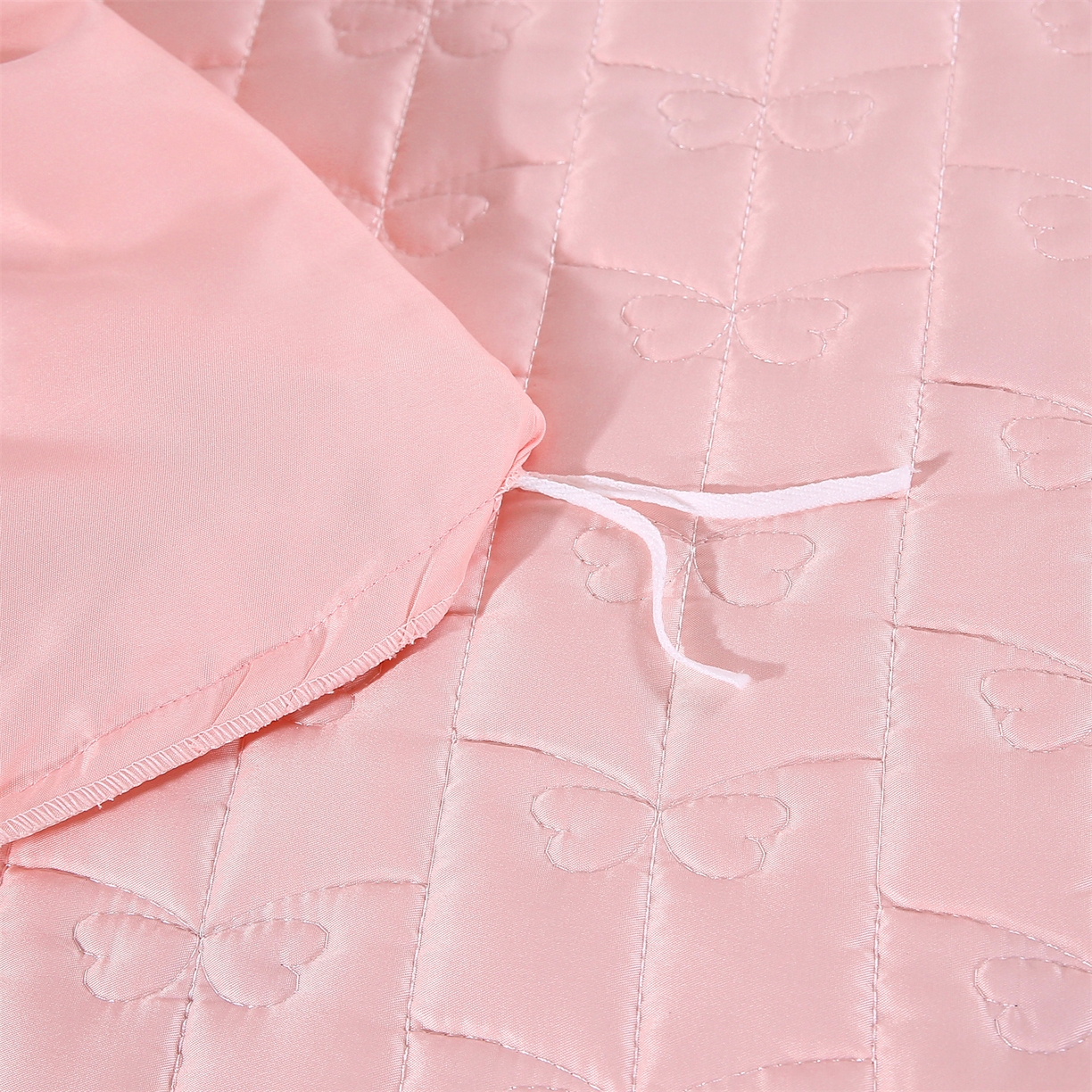 91家纺网 家纺一手货源 找家纺 提花大世界 2026新款轻奢法式蕾丝花边款丝滑水洗真丝天丝提花床单床笠床盖四件套 洛丽塔之梦-柔雾粉