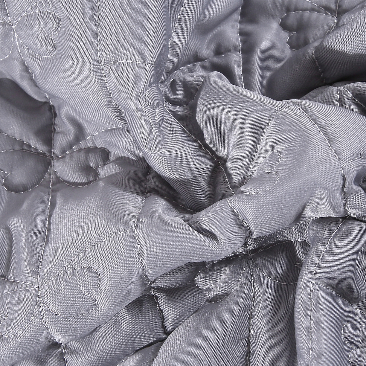 91家纺网 家纺一手货源 找家纺 提花大世界 2026新款轻奢法式蕾丝花边款丝滑水洗真丝天丝提花床单床笠床盖四件套 蝴蝶绮梦-冰川灰