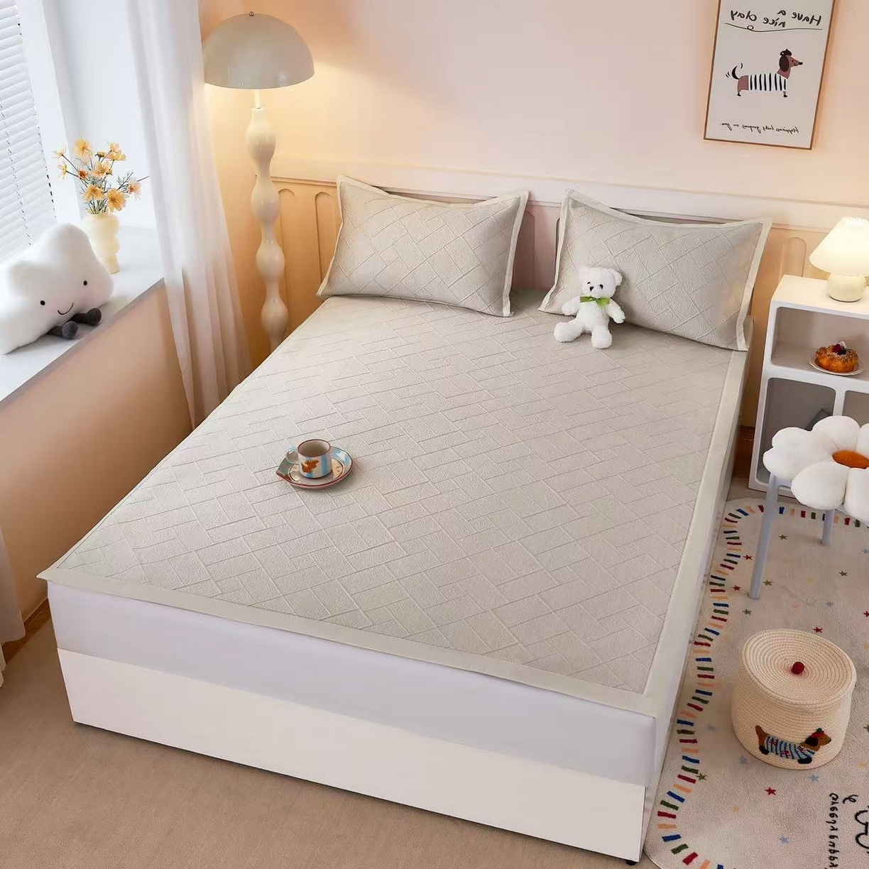 91家纺网 家纺一手货源 找家纺 （总）栩裕纺织 2026新款清纱菱纹豆豆席凉席