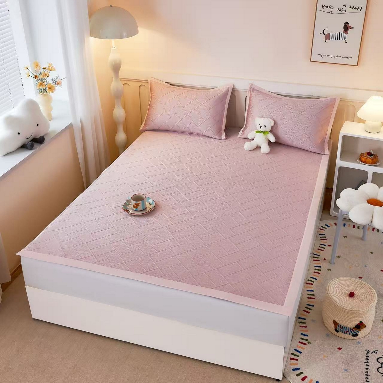 91家纺网 家纺一手货源 找家纺 （总）栩裕纺织 2026新款清纱菱纹豆豆席凉席