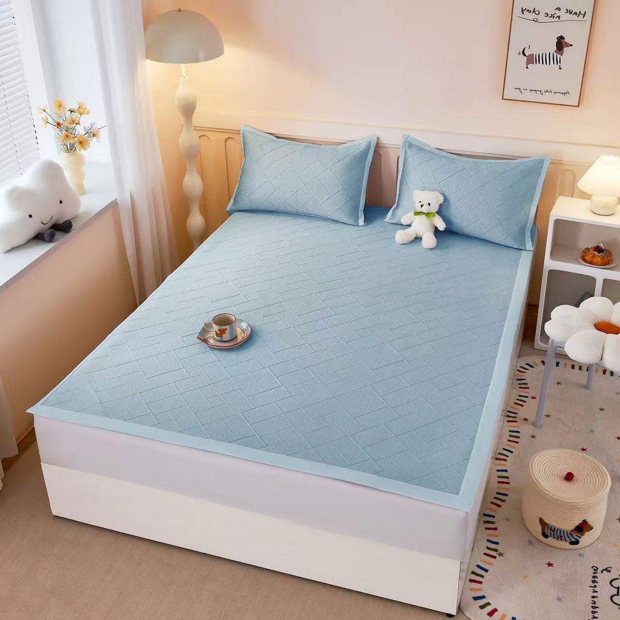 91家纺网 家纺一手货源 找家纺 （总）栩裕纺织 2026新款清纱菱纹豆豆席凉席