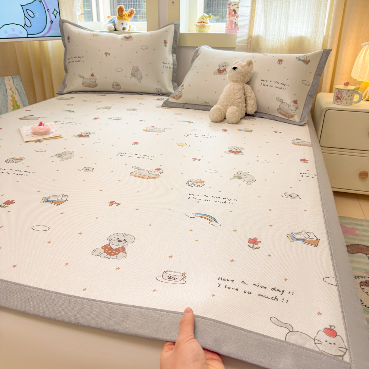 91家纺网 家纺一手货源 找家纺 慕尚家纺 2026新款凉感冰丝凉席席子 进宝