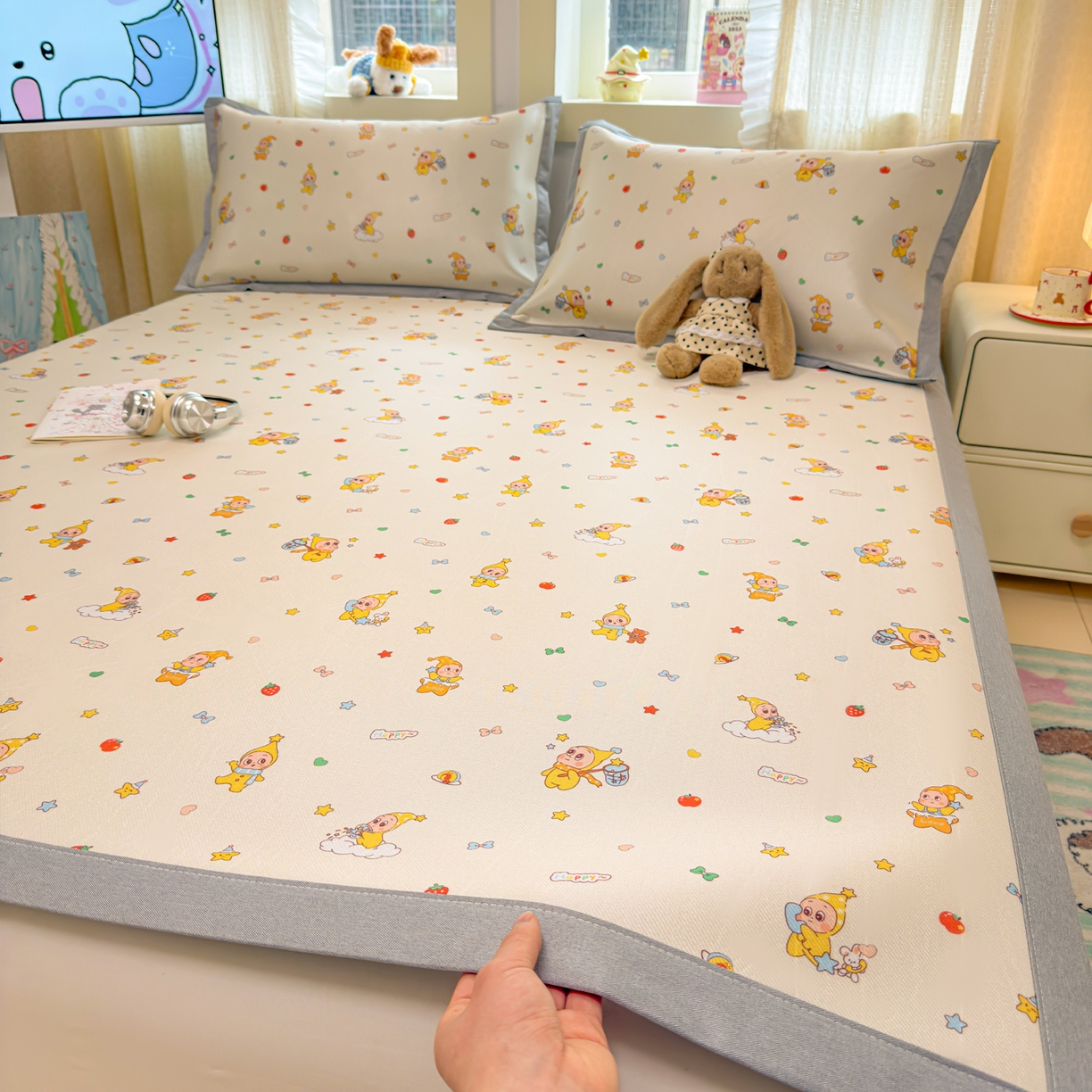 91家纺网 家纺一手货源 找家纺 慕尚家纺 2026新款凉感冰丝凉席席子 小泡泡