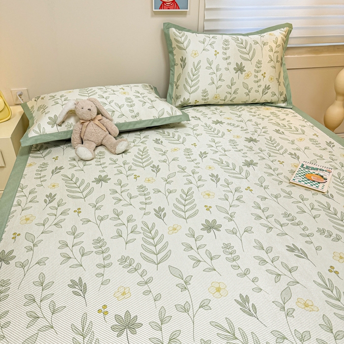 91家纺网 家纺一手货源 找家纺 慕尚家纺 2026新款凉感冰丝凉席席子 薄荷叶