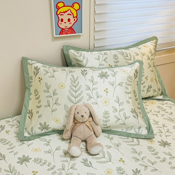 91家纺网 家纺一手货源 找家纺 慕尚家纺 2026新款凉感冰丝凉席席子 薄荷叶