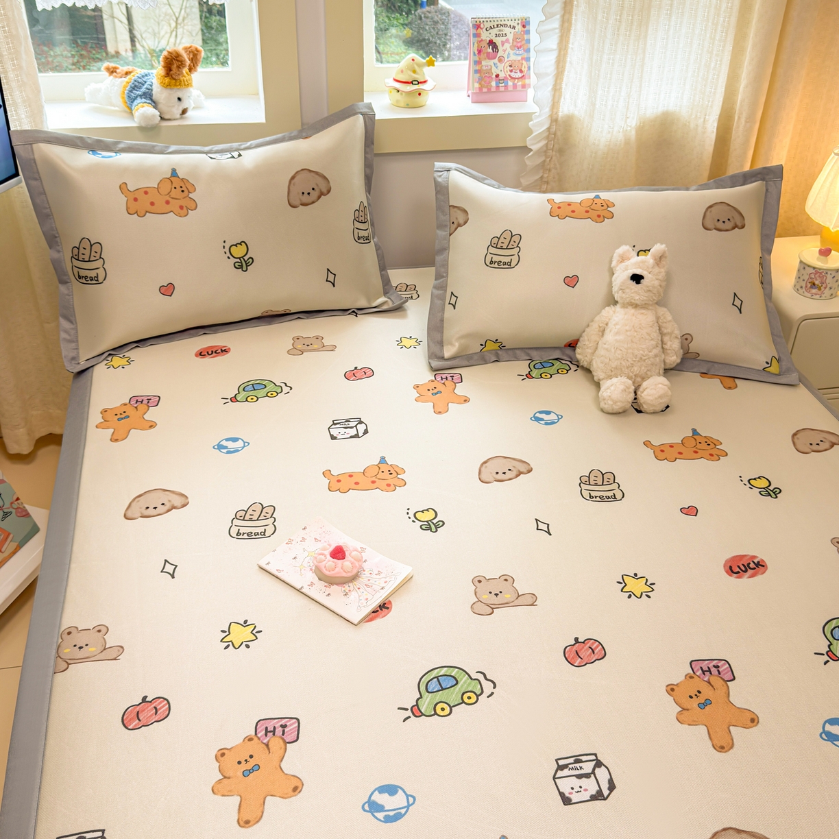 91家纺网 家纺一手货源 找家纺 慕尚家纺 2026新款凉感冰丝凉席席子 彩色小萌宠