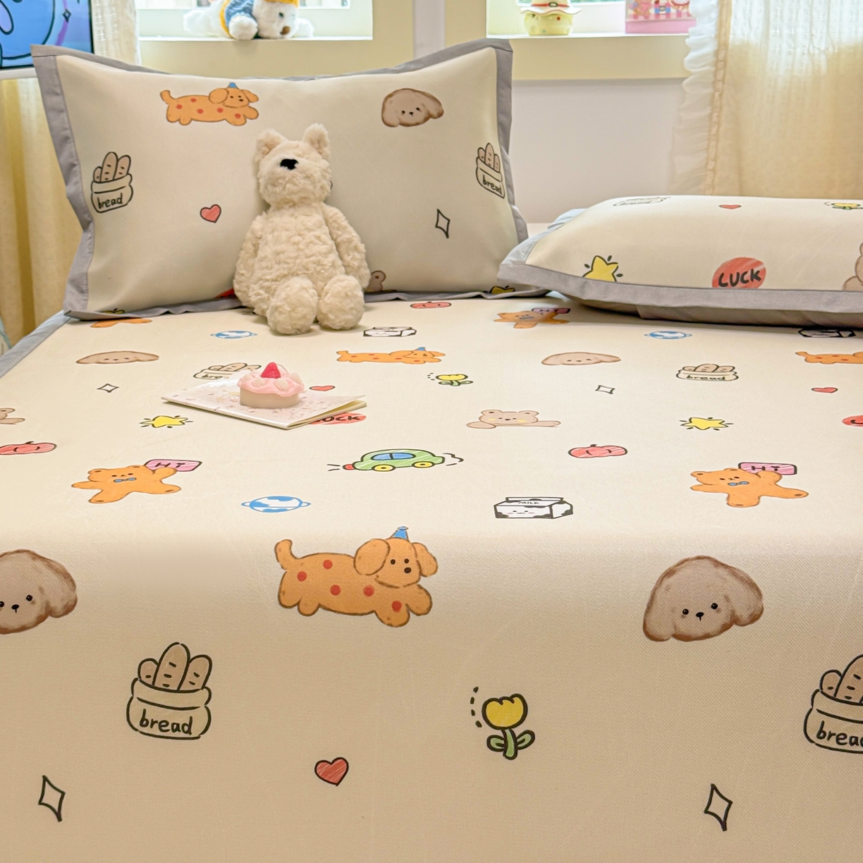 91家纺网 家纺一手货源 找家纺 慕尚家纺 2026新款凉感冰丝凉席席子 彩色小萌宠