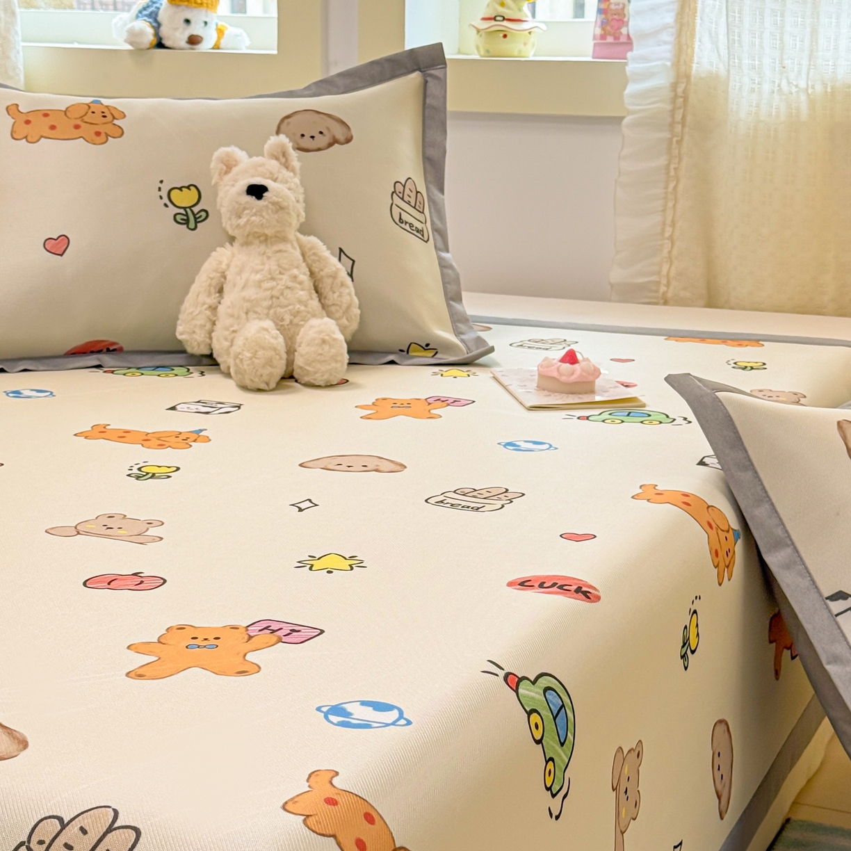 91家纺网 家纺一手货源 找家纺 慕尚家纺 2026新款凉感冰丝凉席席子 彩色小萌宠