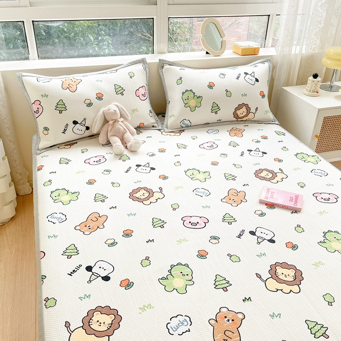 91家纺网 家纺一手货源 找家纺 慕尚家纺 2026新款凉感冰丝凉席席子 动物城