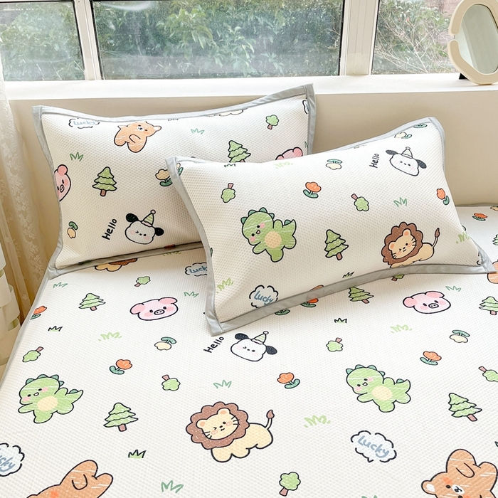 91家纺网 家纺一手货源 找家纺 慕尚家纺 2026新款凉感冰丝凉席席子 动物城