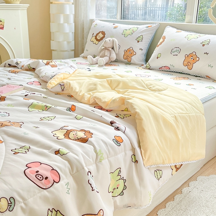 91家纺网 家纺一手货源 找家纺 慕尚家纺 2026新款凉感冰丝凉席席子 动物城