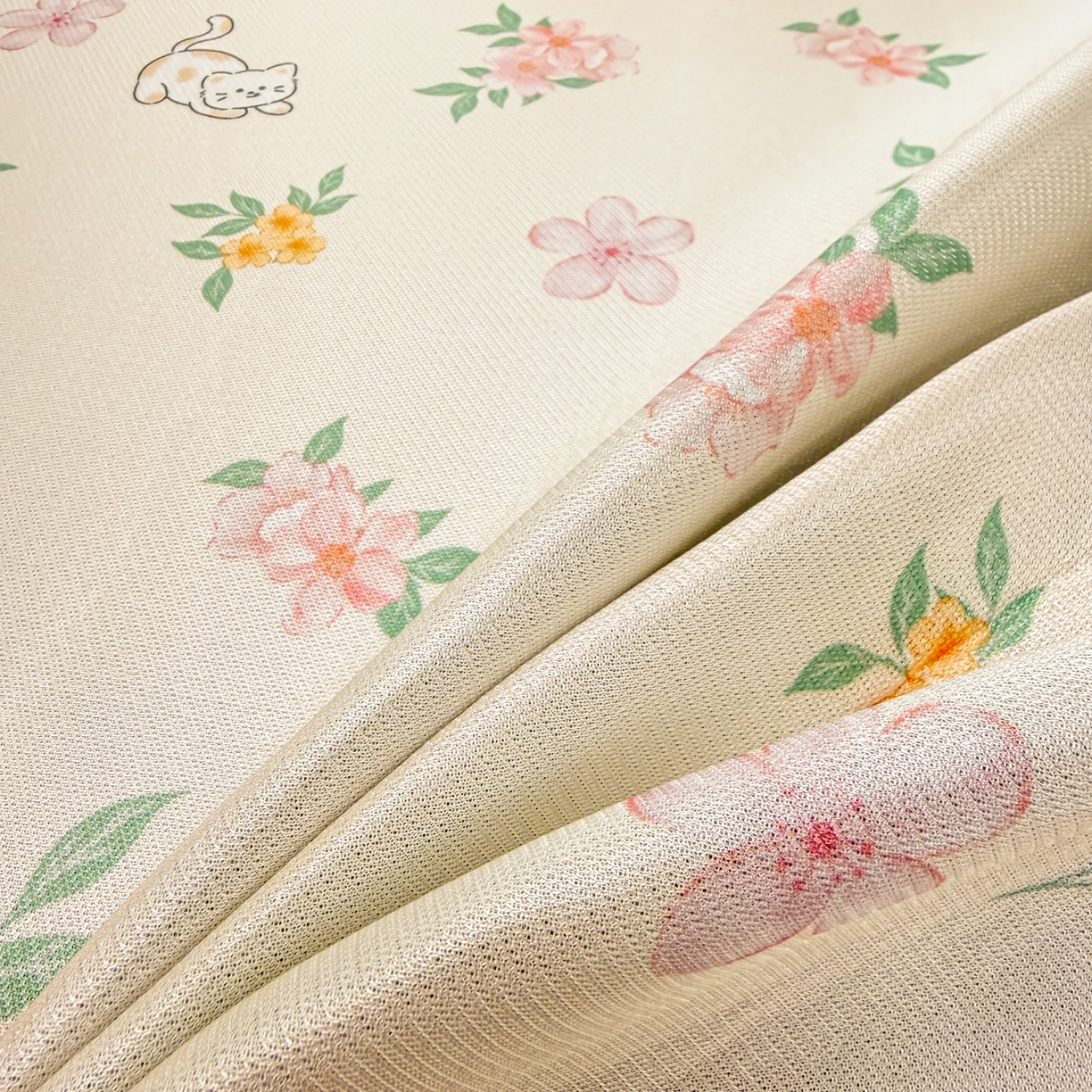 91家纺网 家纺一手货源 找家纺 慕尚家纺 2026新款凉感冰丝凉席席子 花朵小猫