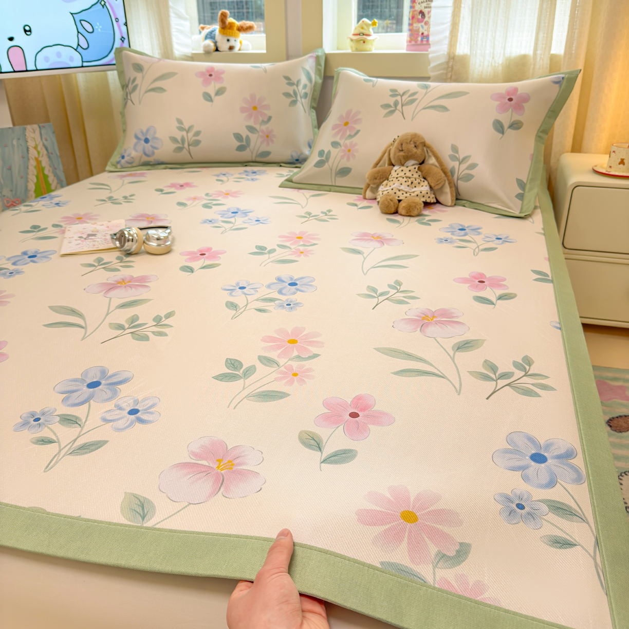 慕尚家纺 2026新款凉感冰丝凉席席子 花开不语