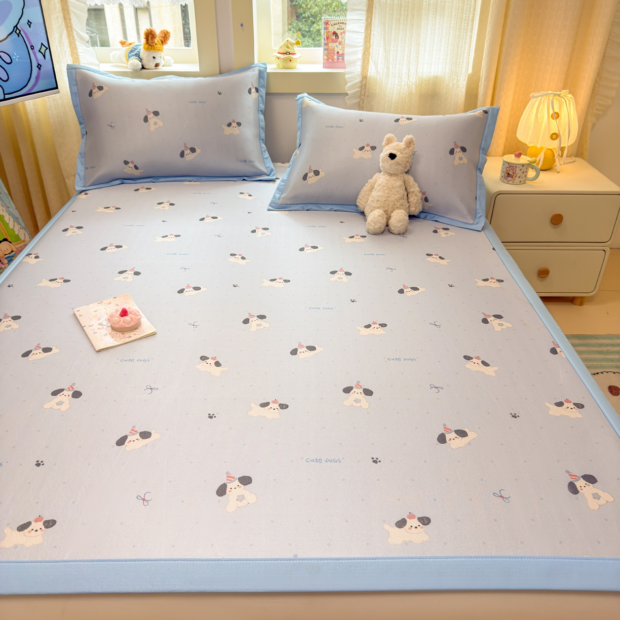 91家纺网 家纺一手货源 找家纺 慕尚家纺 2026新款凉感冰丝凉席席子 欢乐狗